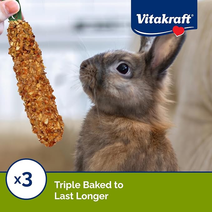 Vitakraft Crunch Sticks Rabbit Treat - Triple-Baked Rabbit Chews with Natural Wood Center - Crunchy & Nutritious Treats for Small Animals (Carrot and Honey, Pack of 6) miniatura 4