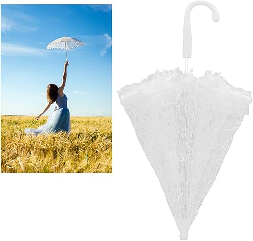 Miniatura 8 de TOPINCN Paraguas de encaje danza niños paraguas decorativo para paraguas blanco utilería paraguas bordado paraguas Bastidores