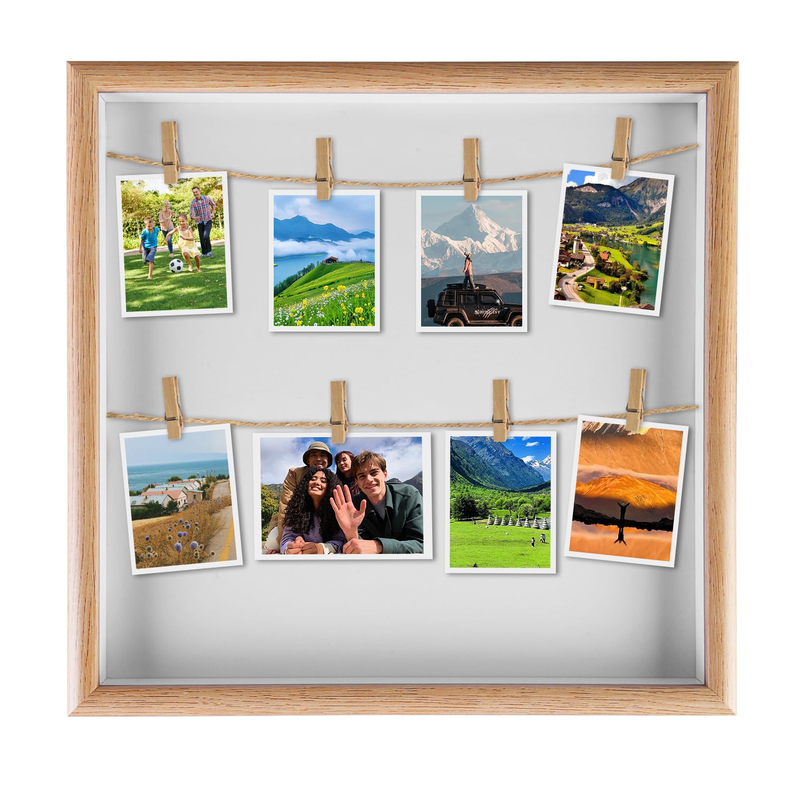 42-teiliges Fotogirlande Set - 20 Bilderrahmen 15x20cm Mit Klammern & Leine