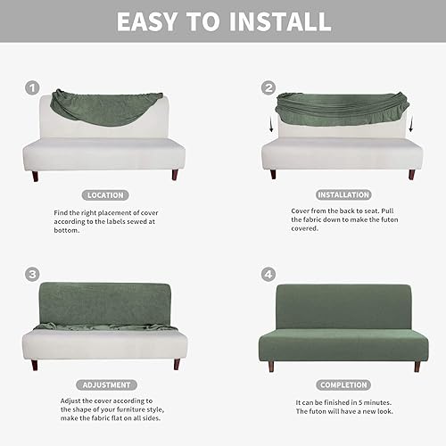 Vista 26 de Easy-Going Funda 100% impermeable para futón, con impermeabilidad doble para futón, funda de sofá jacquard elástica, protector de muebles a prueba