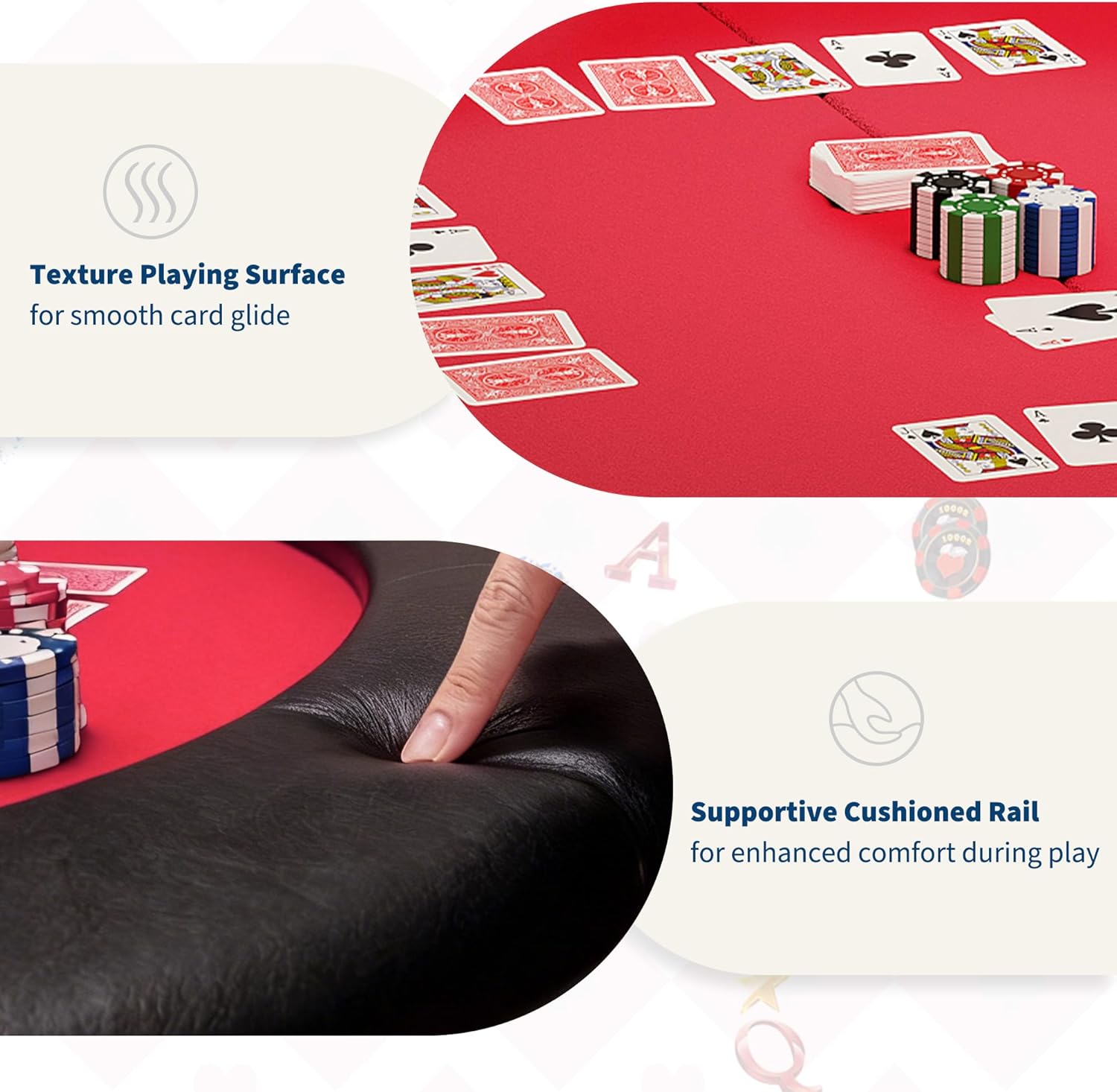 GarveeHome 48 Inch 8 Player Round Folding Poker Table with Cup Holders, Casino Grade Felt Surface for Texas Holdem & Blackjack, Portable Card Game Table for Home Use, Man Cave & Parties
