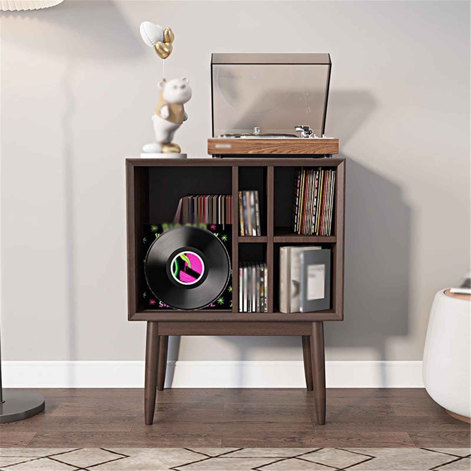 Custodia per CD Mobiletto portadischi retrò, libreria portariviste, credenza in legno Portadischi
