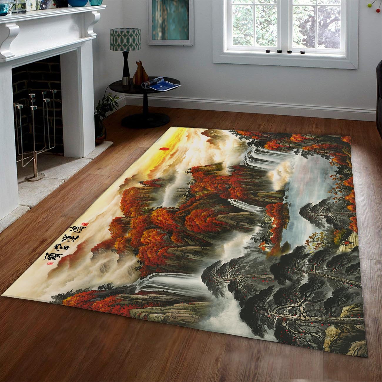 Tapis de chambre doux 140x200 anti-poussière poil bas lavable motif cascade