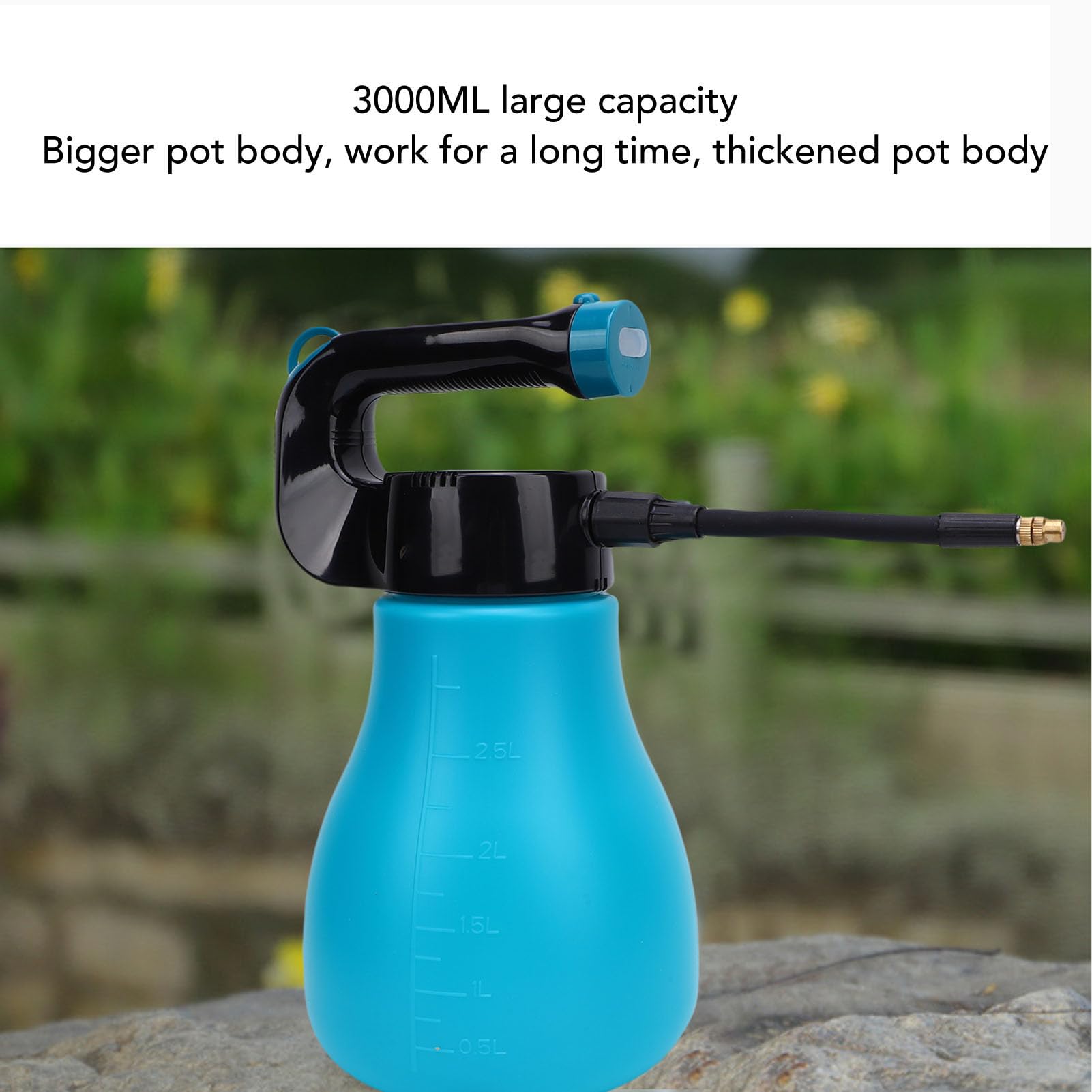 Luocute Elektrische Sprühflasche, 3L Wiederaufladbare Handheld -Pflanze mit Einstellbares Düse Biegsames Langes Spray für Innengarten Im Freien Gartenauto Waschen (Blue)