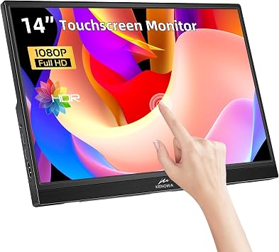 Kenowa Touchscreen Portable Monitor 14 Inch, HDR 1080P IPS External Display with USB C HDMI and Speakers & Stands, Travel Monitor Second Screen for Laptop Phone PC Mac Xbox PS4 Switch