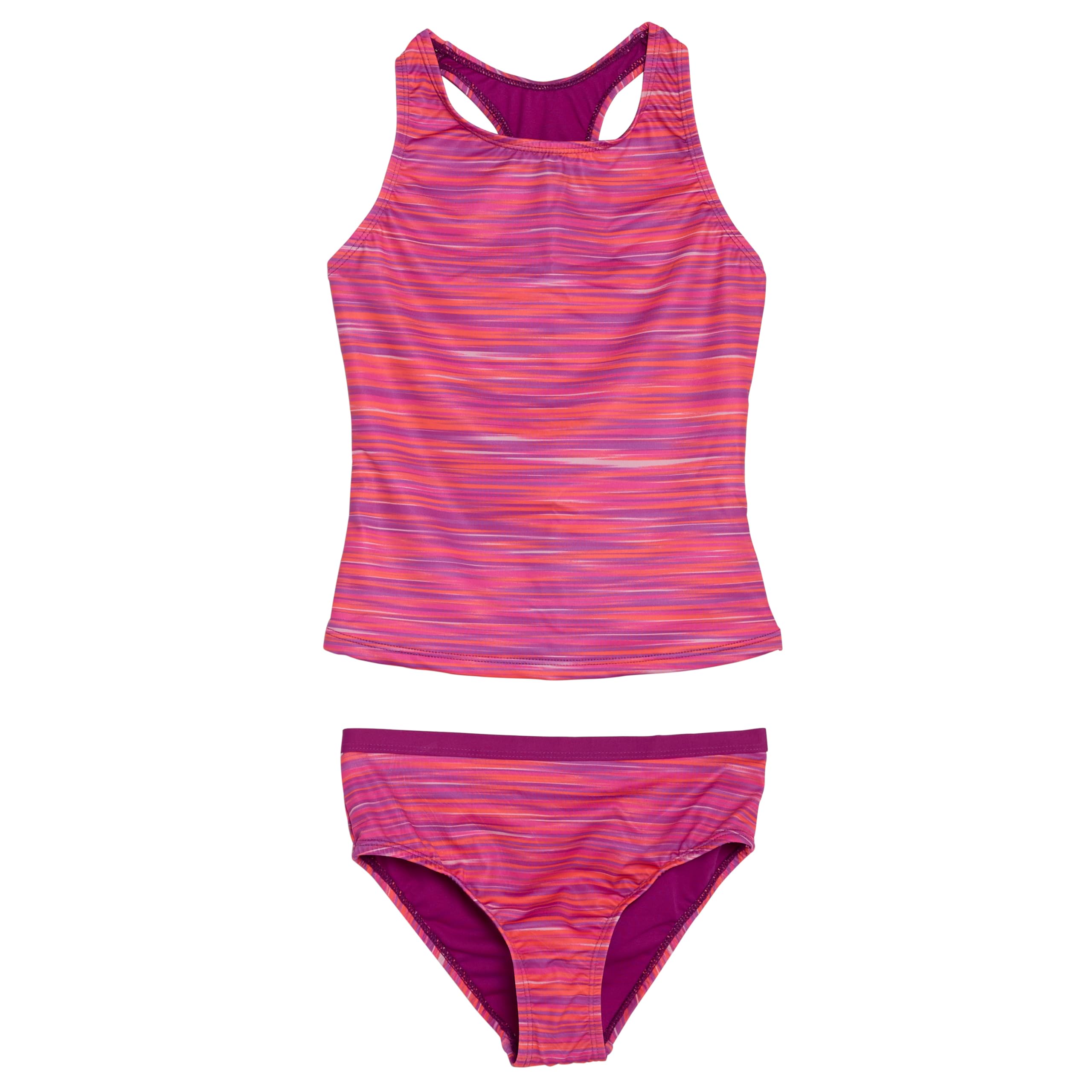 Lands' End Girls' UPF 50+ Swim Bikini Bottom and Racerback Tankini Set