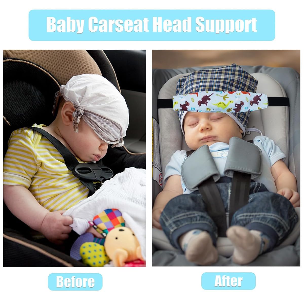 3 bandas de apoyo para la cabeza del bebé para cochecito, asiento de coche, correa de alivio del cuello, reposacabezas para dormir, viajes, soporte para la cabeza para niños pequeños, niños