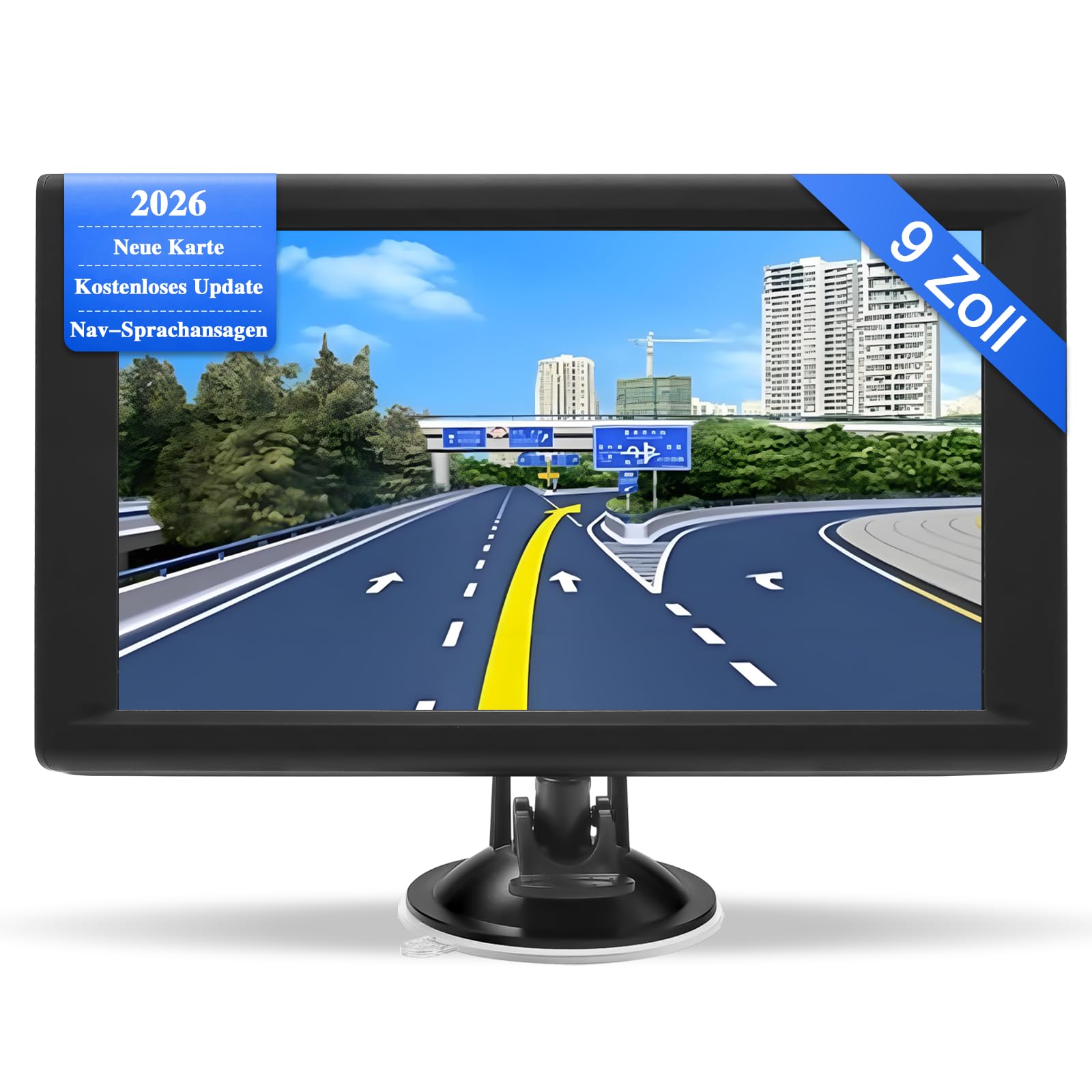 Navigationsgeräte für Auto,9 Zoll,LKW navigationsgeräte-GPS mit Echtzeit-Verkehrsinformationen,mit HD-Display und Sprachsteuerung,europäische Karten,geeignet für PKWs,Wohnmobile und LKWs