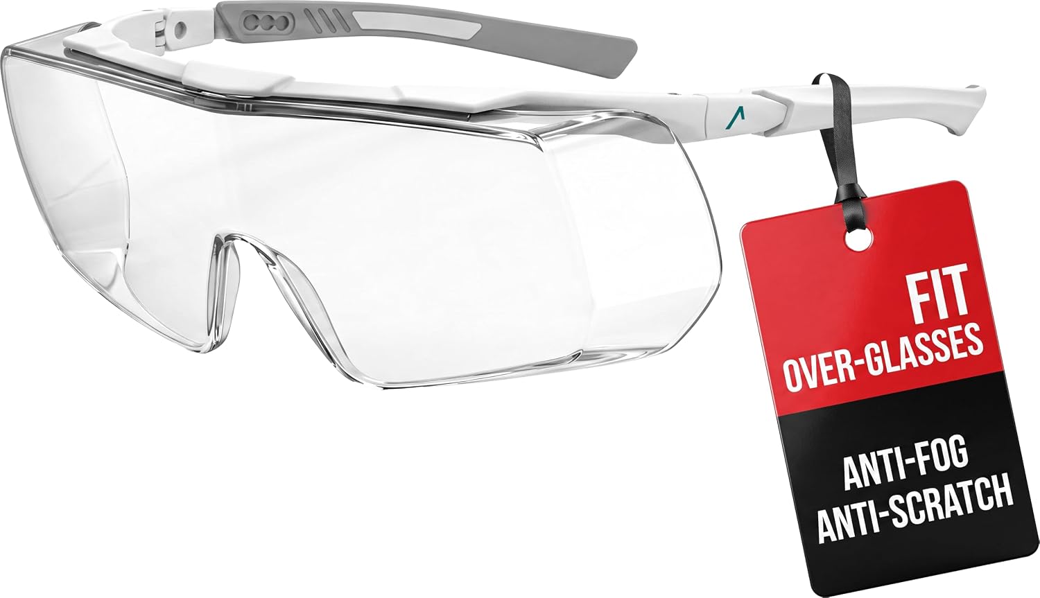 ACE Evo OTG Safety Glasses for Glasses Wearers - Over Glasses with Anti Fog Coating - for Cosmetics, Lab Work etc. - White Frame with Clear Lenses