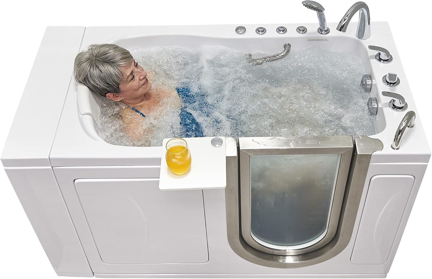 Ella Elite 30"x52" Acrylic Air + Hydro Massage and Heated Seat Walk-In Bathtub, Fast Fill Faucet, Right Drain