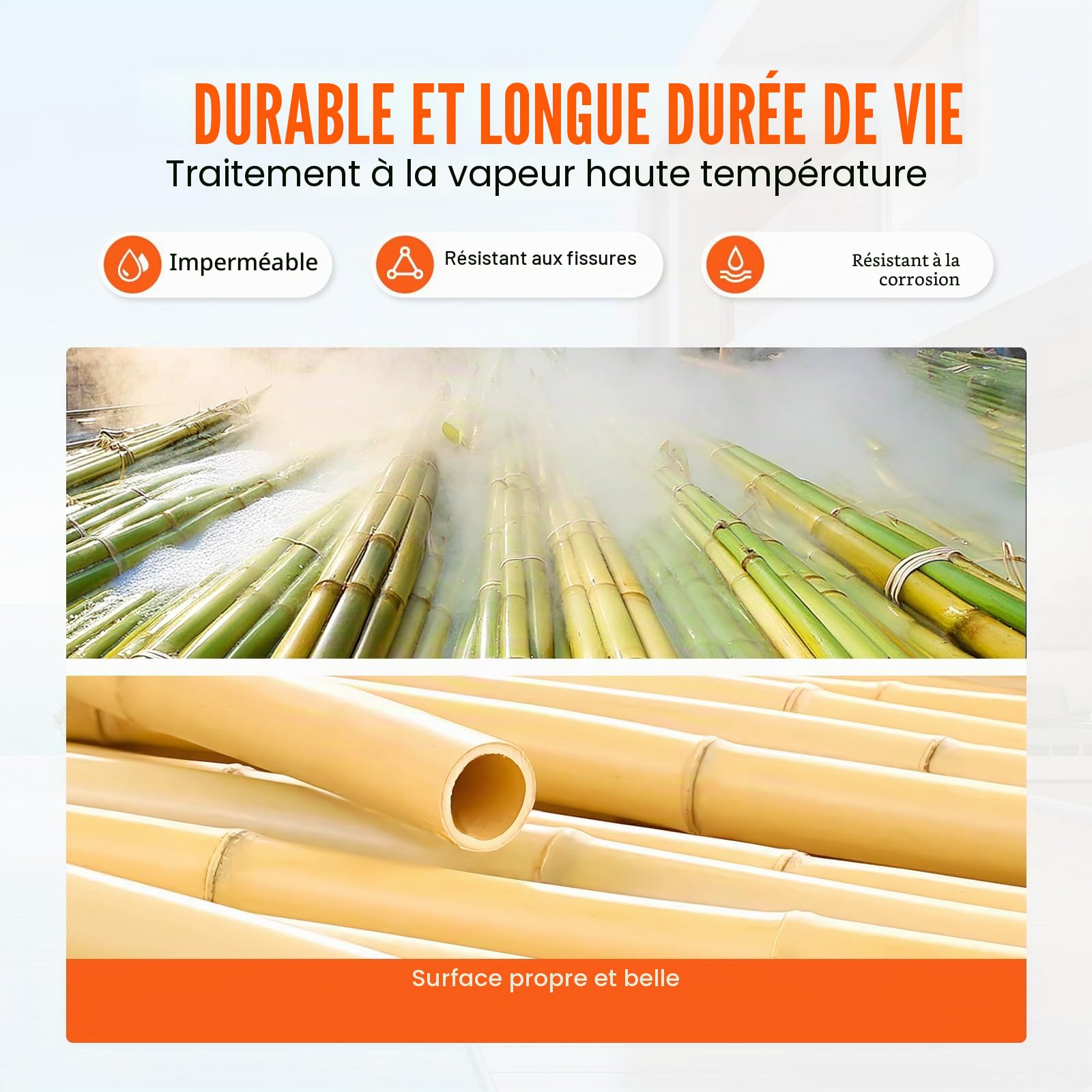 VEVOR Clôture en Bambou Naturel, 1,8 x 1,2 m, Brise-vue de Confidentialité, Rouleau Protection Décoratif en Bambou, Écran d'Intimité pour Jardin, Arrière-cour, Balcon, Patio, Bord de Piscine, Terrasse