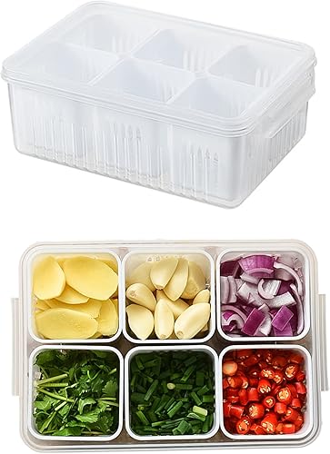 Recipientes de almacenamiento de alimentos con tapas herméticas, recipiente para refrigerador con 6 cajas pequeñas desmontables, contenedor portátil