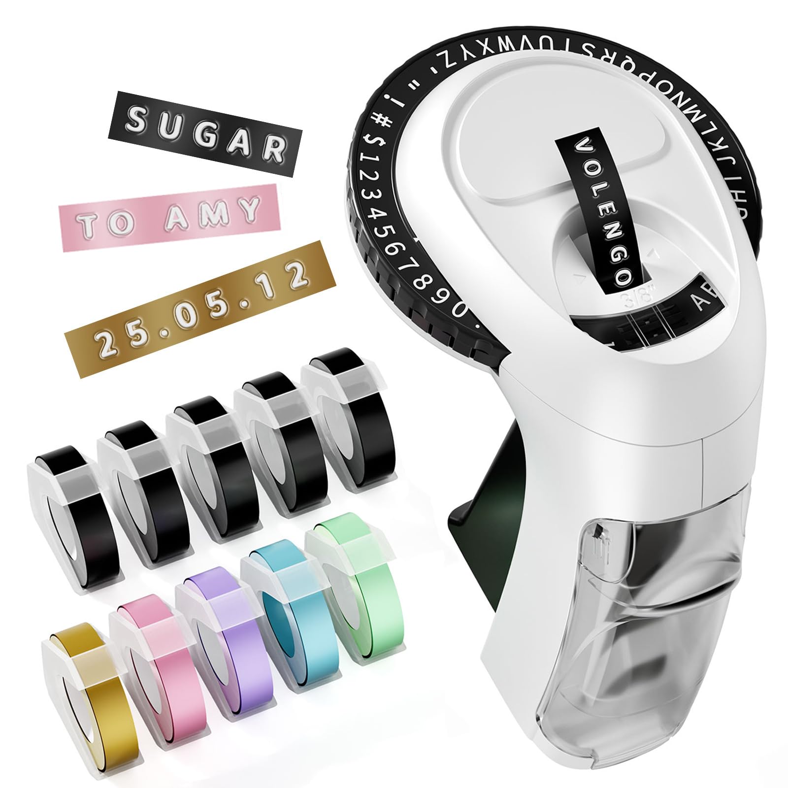 VolenGo Embossing Label Maker, Scrapbook Supplies Junk Journal Kit, Vintage Embossed Label Maker Machine with 10-Roll Color 3D Tapes, Retro Manual Embosser for Home DIY Crafts & Scrapbooking, Omega-S