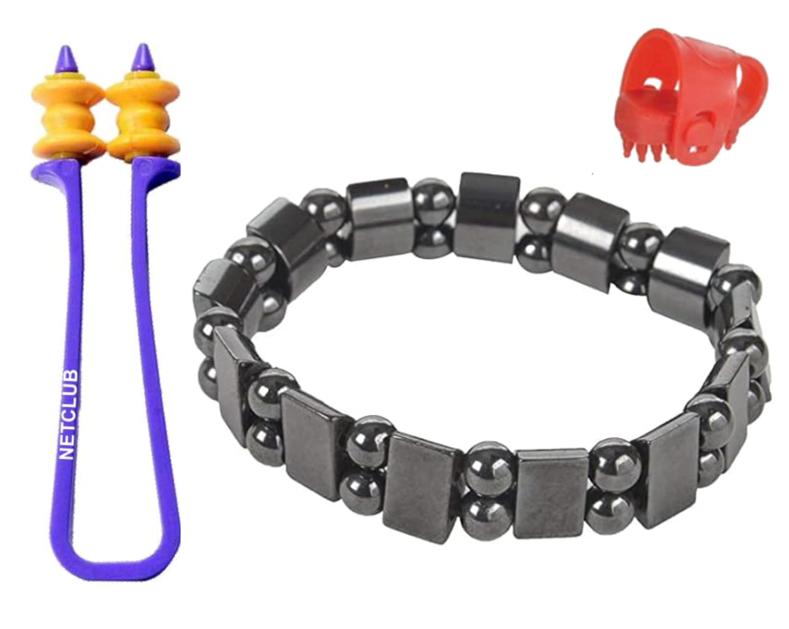 Acupressure Kit Magnetic Weight Loss & Bp Control Therapy Base Metal Hematite Slimming Bracelet For Men & Women Shaper Stress & Pain Relief Body Massager, Multicolour