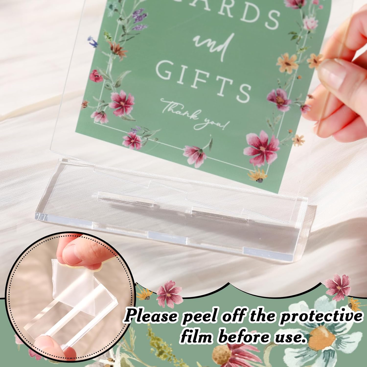 Thyle 6 Pcs Wildflowers Baby in Bloom Shower Table Decorations Sign Thank You Acrylic Sign Centerpieces with Stand 8 x 10" Wedding Birthday Party Decorations for Guests Gifts