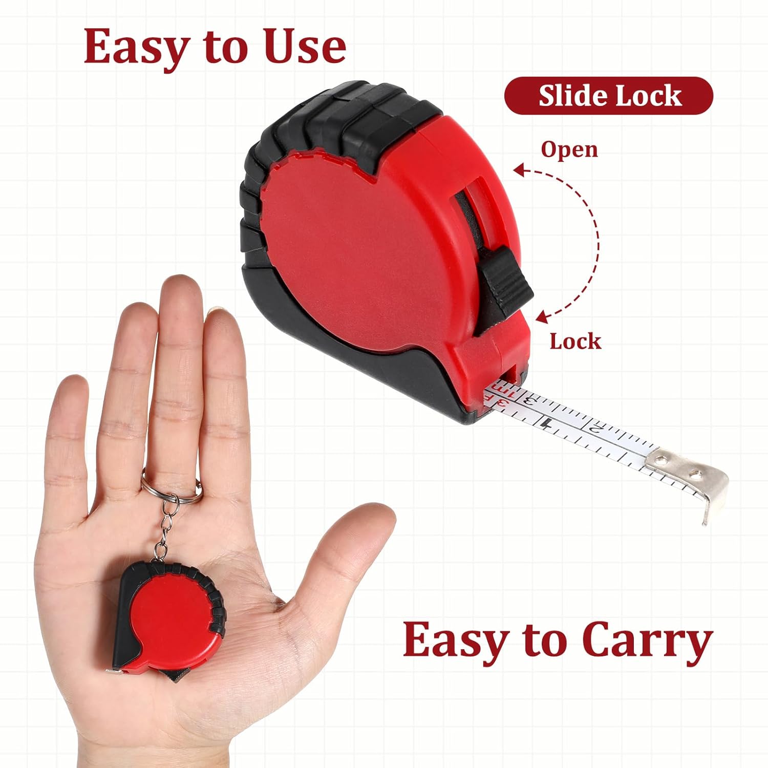 4 Pcs Mini Keychain Tape Measure 3Ft Retractable Measuring Tape Portable Pocket Measurement Tape with Stable Slide Lock Measuring Tape Ruler for Body Measuring Easy Read Metric/Inch