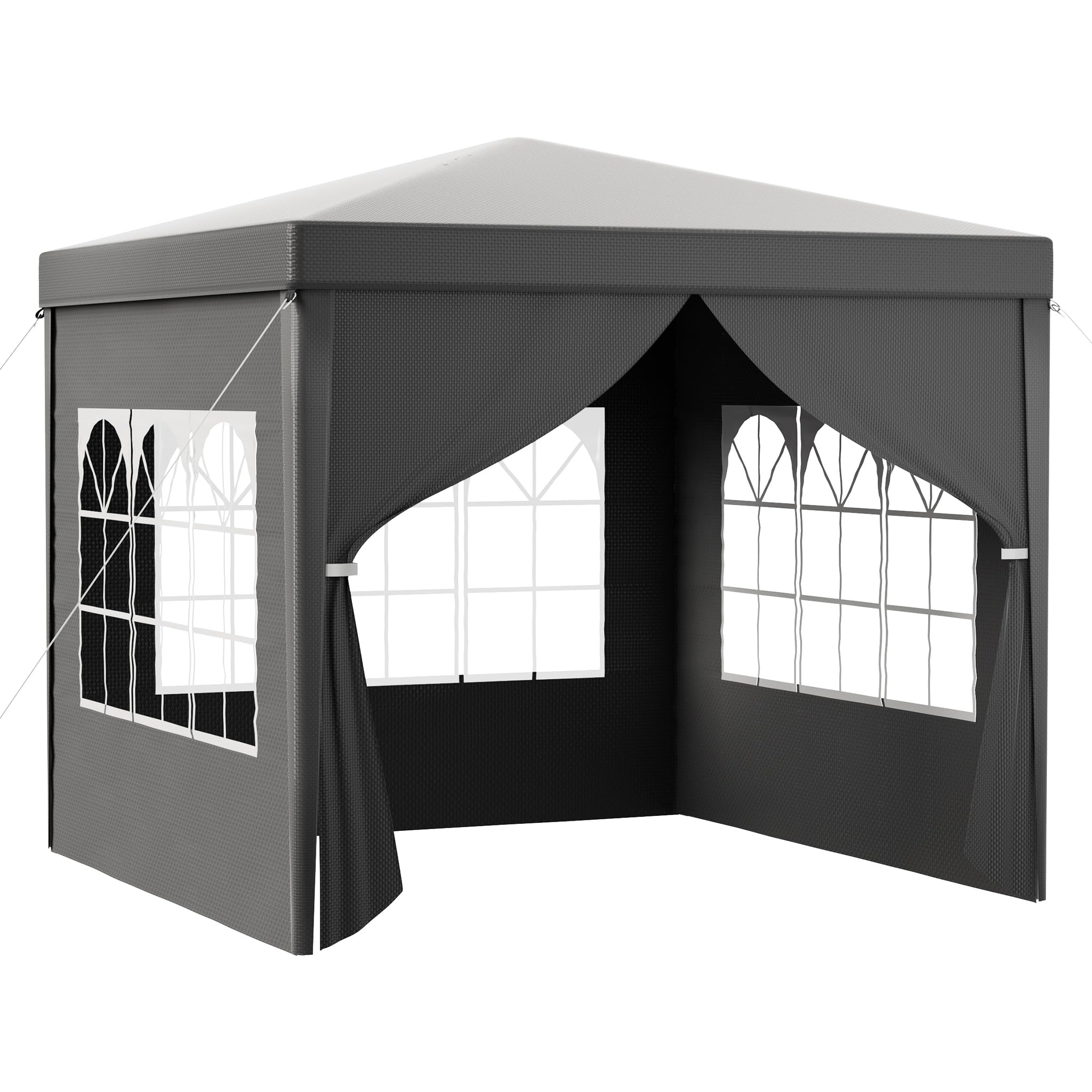 Toboli Pabellón 3 x 3 m en gris con protección UV 50+, gazebo de jardín con laterales desmontables, carpa para fiestas con ventanas, por ejemplo, para terrazas y festivales