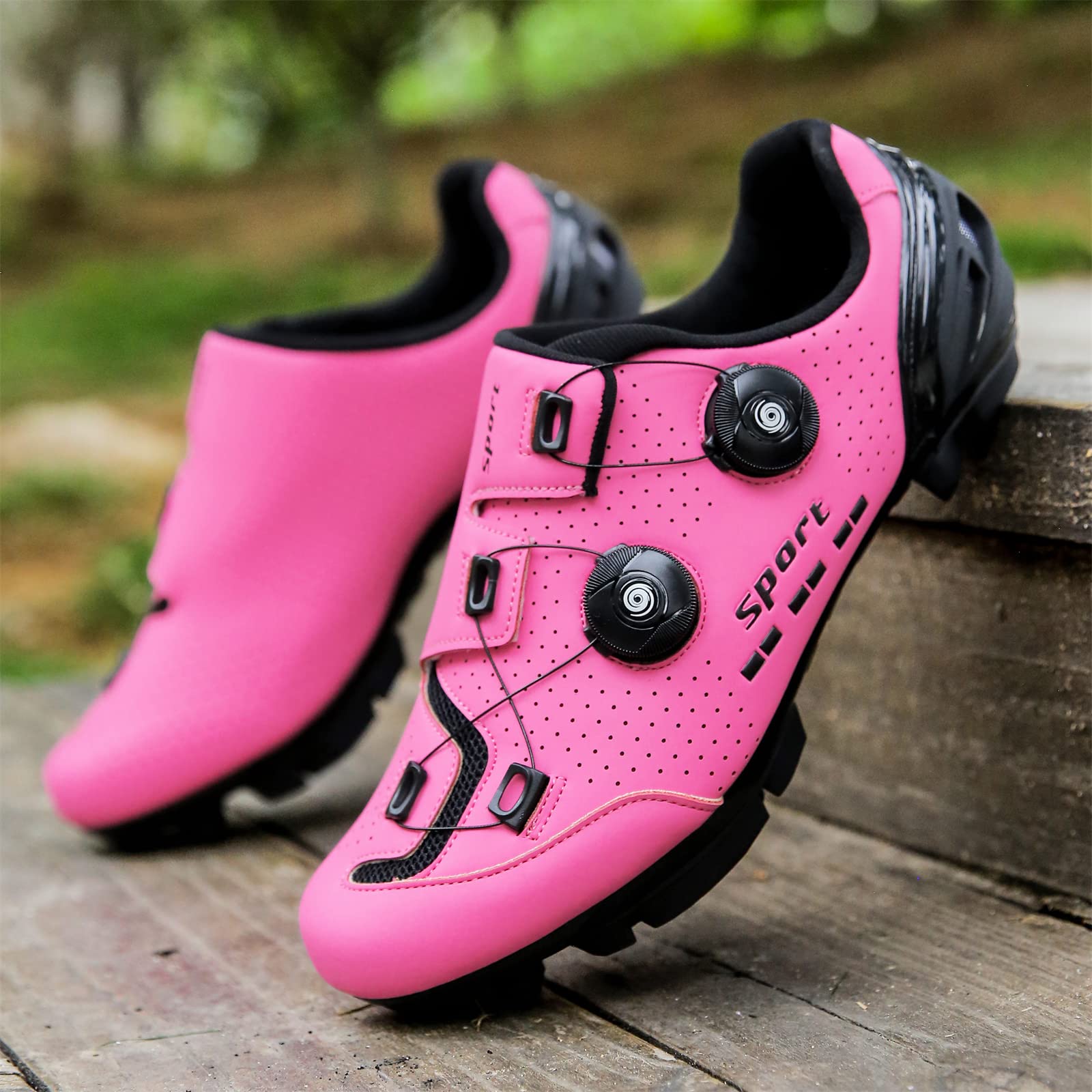 Zapatillas de Ciclismo Mujer Bicicleta Montaña Carretera Compatibles Calas Giratorias Cerradas Ligeras