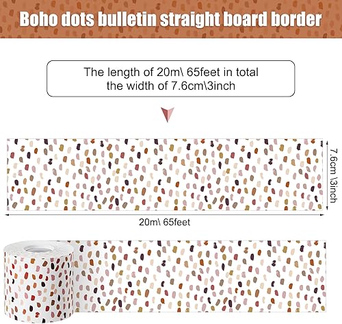 Vista 41 de Zonon 65 Feet Bulletin Board Borders Black and White Polka Dots Striped Grid Borders Decorative Straight Scalloped Wavy Rolled Trim Classroom Back