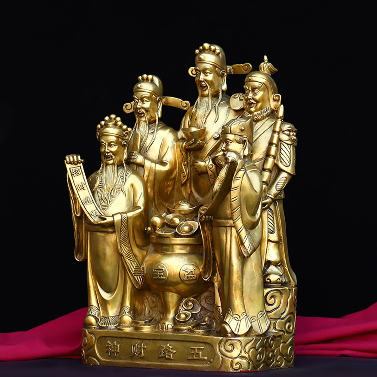 Wysokiej jakości duża mosiężna statua pięciokierunkowego boga bogactwa | Tradycyjna chińska figurka Caishen Feng Shui Wystrój biura domowego Ozdoba zapewniająca dobrobyt