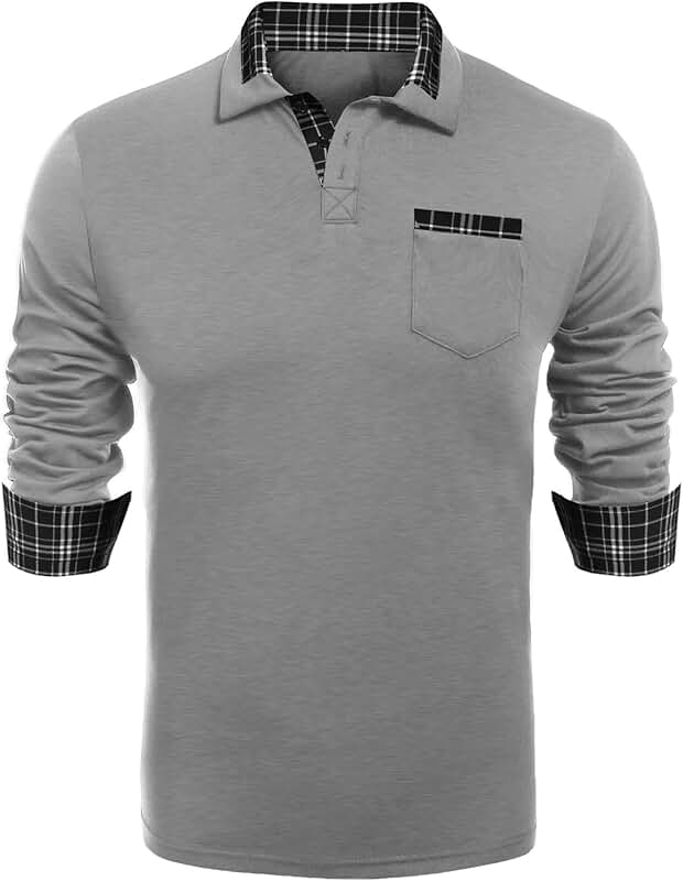 Amazon.com: long sleeve men polo shirt with pocket