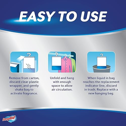Miniatura 2 de Bolsas colgantes de absorción de humedad Damp Rid - 2 paquetes individuales de 15.4oz sin fragancia - Desodorante para armario y eliminador de