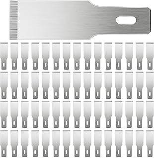 Size 18 Chiseling Blades SK5 Knife Blades No Handles Knife Square Blade Carbon Steel Chisel Tip Knife Blade with Plastic Storage Boxes for Wood Craft Carving Chiseling Shaving Cutting (60 Pack)