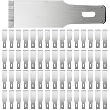 Size 18 Chiseling Blades SK5 Knife Blades No Handles Knife Square Blade Carbon Steel Chisel Tip Knife Blade with Plastic Storage Boxes for Wood Craft Carving Chiseling Shaving Cutting 60 Pack