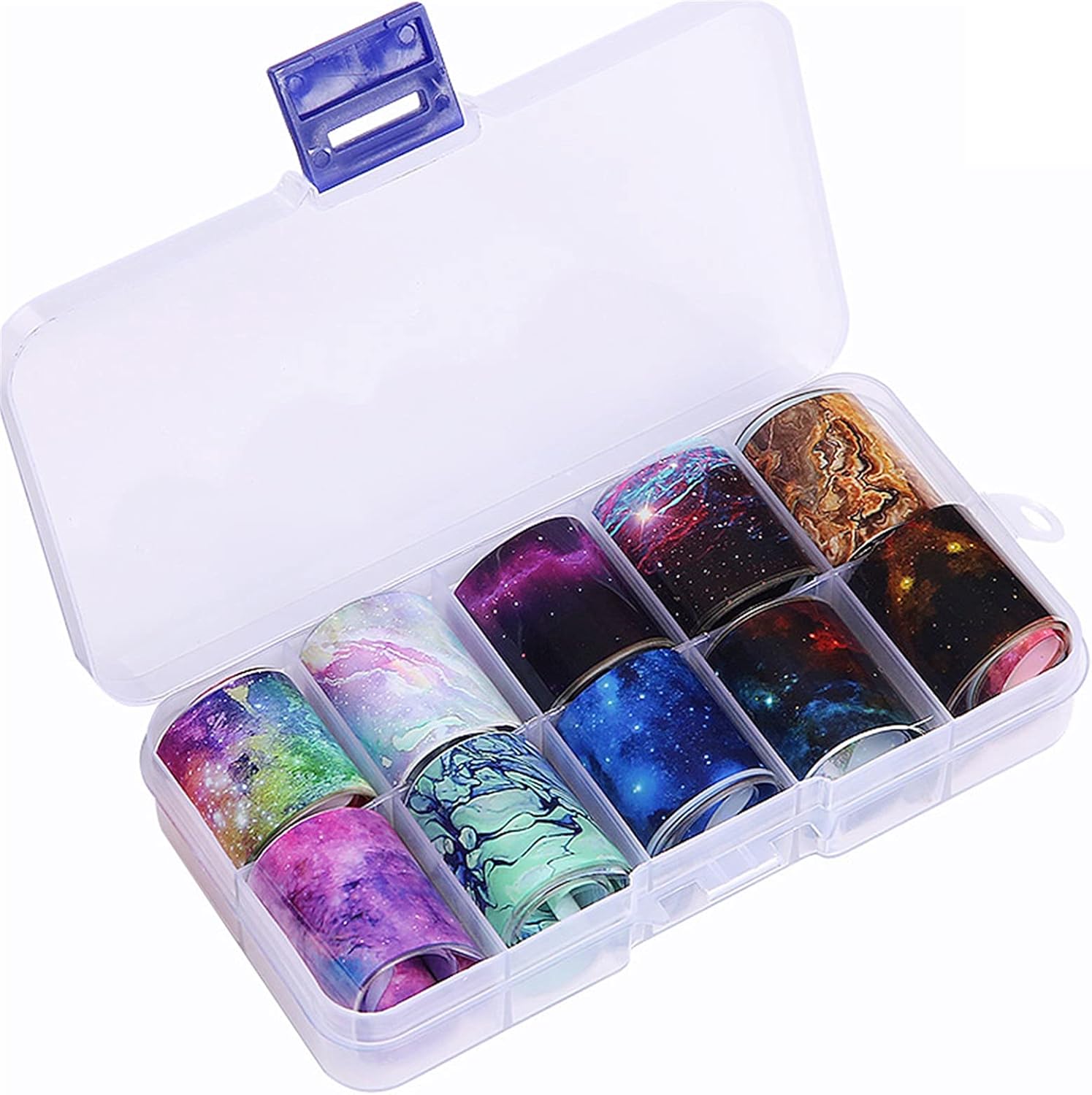 Nail Sticker, 2.5X100cm Holographic Nail Art Transfer Foil Sticker Starry Paper Wraps Adhesive Decals Nails Decoration Accessories (Color : 6set): Home & Kitchen