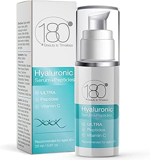 Hyaluronic Acid Serum for Face - Smoothing Peptide Complex Serum by 180 Cosmetics Beauty is Timeless - Skin Tightening Cre...