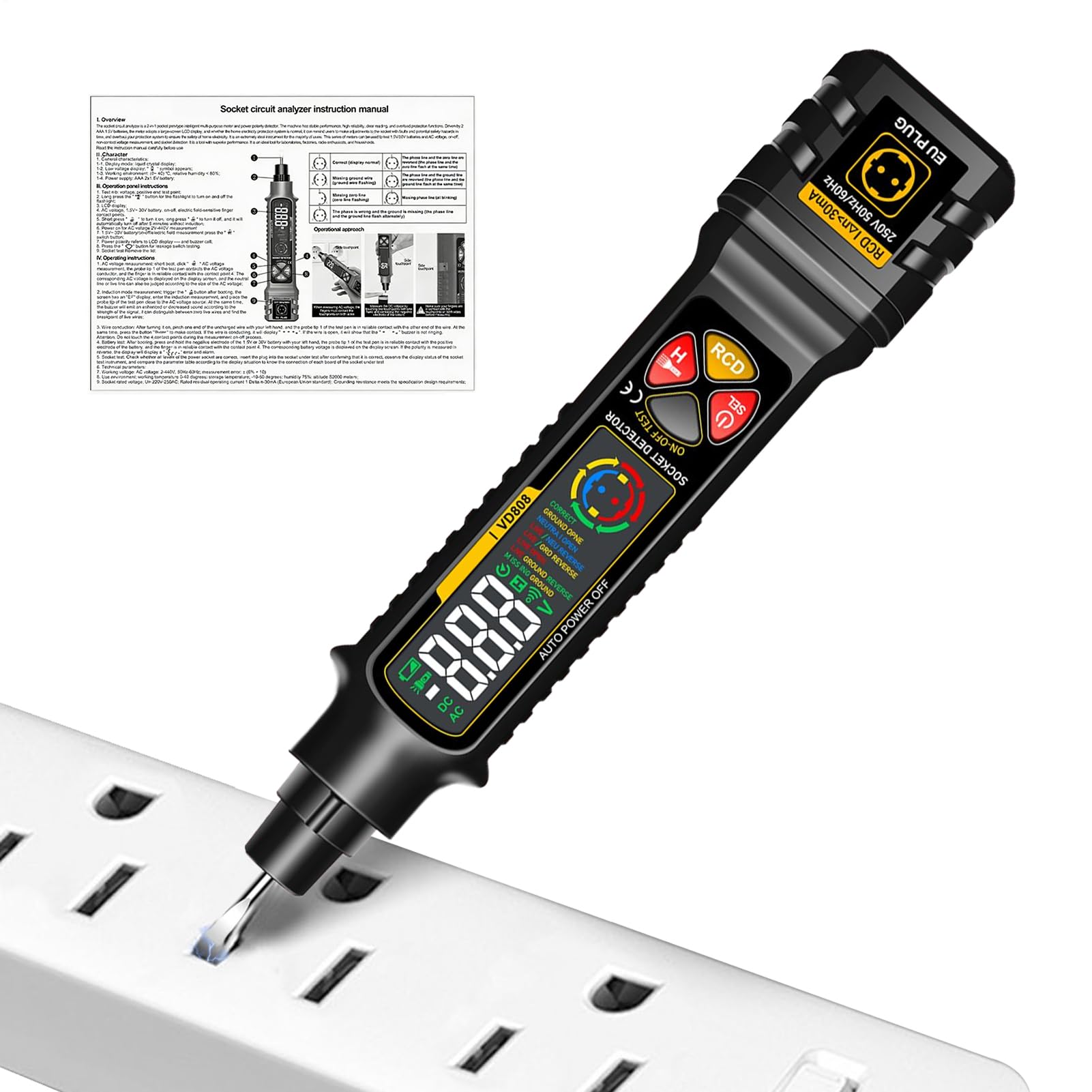 Circuit Finder | Smart Tracer Locator with LED Display & Light,2-300V Ac Circuit Breaker Finder,for Home Electric Power Rv Camper Trailer Automotive Car
