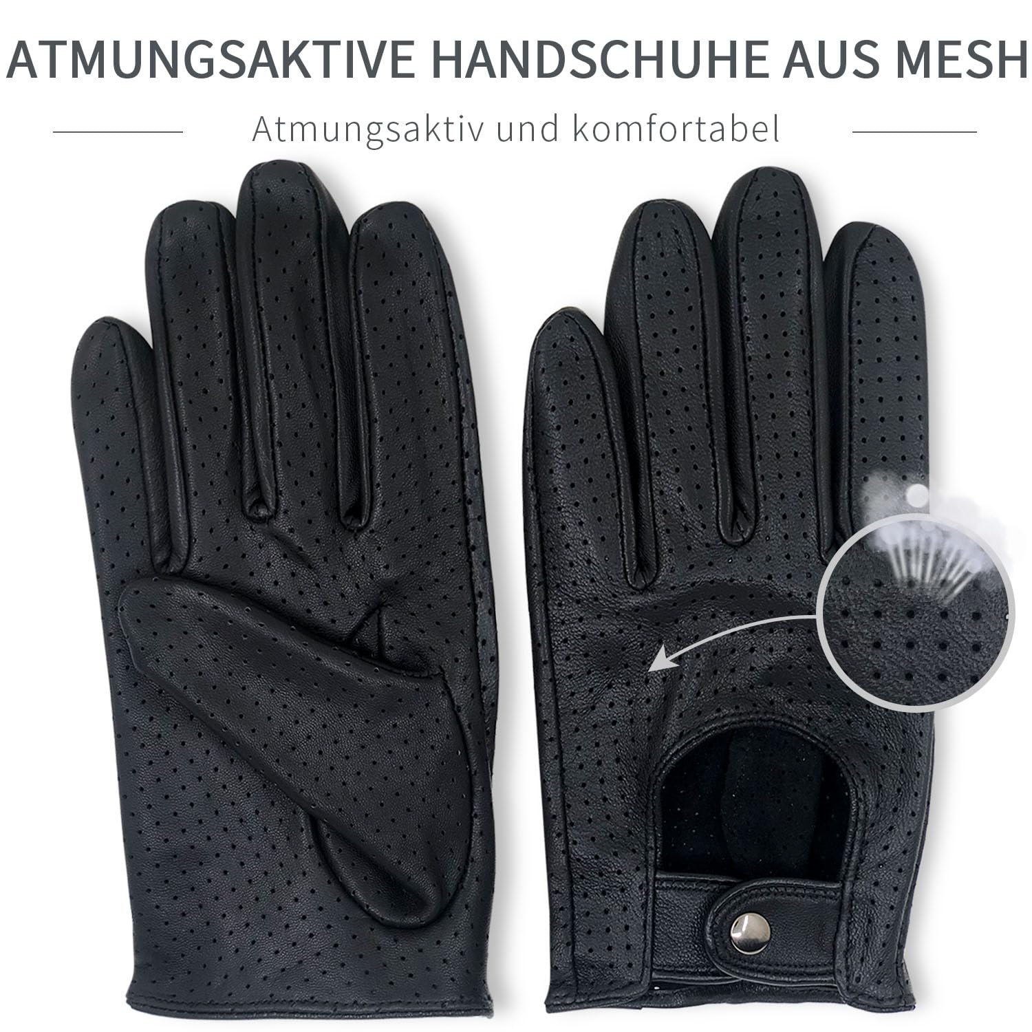 Guantes de conducción de malla táctil de piel de oveja suave y delgada retro para mujeres