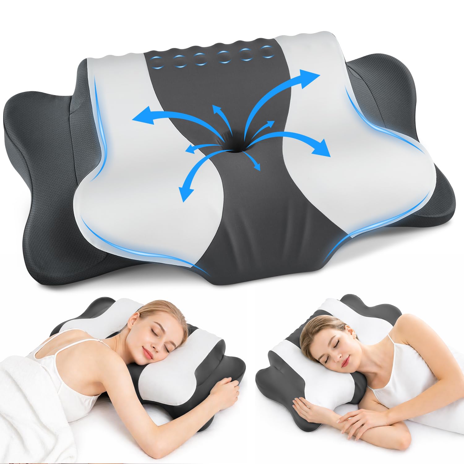 Oreiller cervical mémoire de forme pour un soutien anatomique de la nuque et un sommeil réparateur