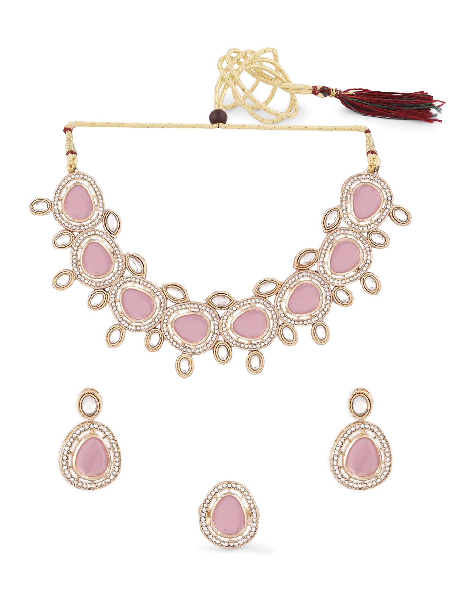 See full amazon price history chart for ZAVERI PEARLS Pink Kundan & Austrain Diamonds Choker Necklace Earring & Ring Set For Women-ZPFK16629 ZAVERI PEARLS Pink Kundan & Austrain Diamonds Choker Necklace Earring & Ring Set For Women-ZPFK16629 (B0CKLC6H5T) Amazon Price History, Amazon Price Tracker