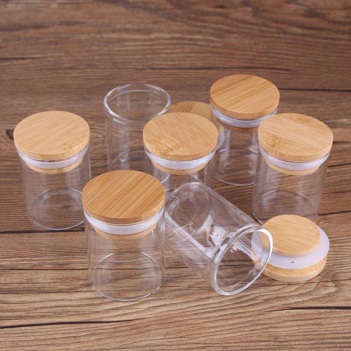 Amazon｜12個60ml-47x60mm竹の蓋が付いた空のガラス瓶、キャンディー