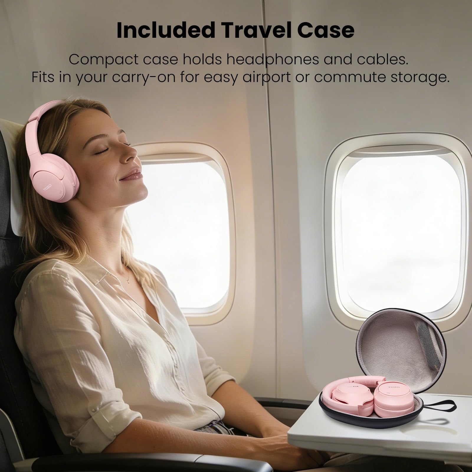 TOZO HT3 Hybrid Noise Cancelling Wireless Headphones, 90H Over Ear Headset view 9