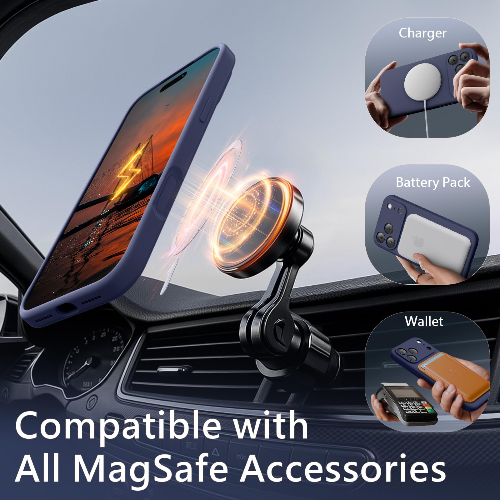 FireNova Magnetic for iPhone 17 Pro Case, kompatybilne z MagSafe, [zintegrowany silikonowy przycisk sterowania aparatem] [ochrona aparatu] odporne na zarysowania etui na telefon komórkowy, 6,3