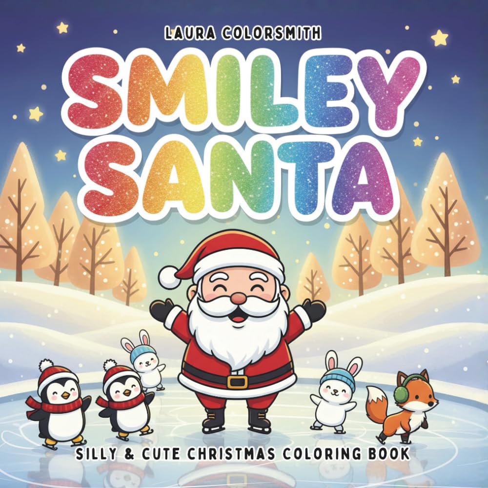 Smiley Santa - Silly & Cute Christmas Coloring Book: Cute and Cozy Holiday Designs for Kids and Adults Featuring Santa, Elves, Snowmen, and More (Coloring Book for Christmas)