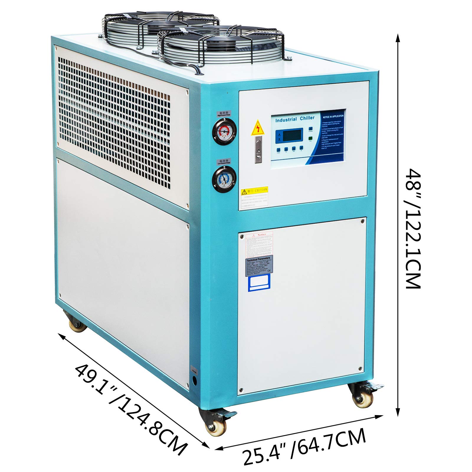 VEVOR Water Chiller 6Ton Capacity, Industrial Chiller 6Hp, AirCooled