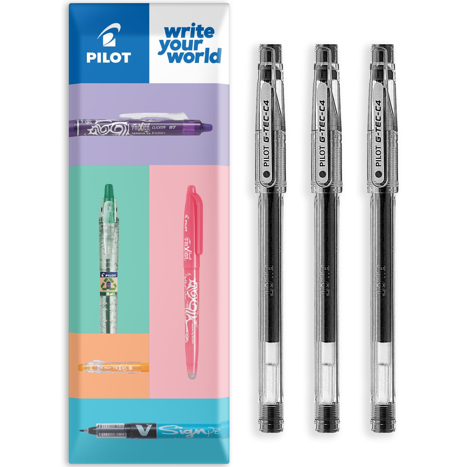 G-Tec C4 Gel Ink Rollerball Pen - 0.4mm Nib - 0.2mm Line - In Envelope Gift Packaging - Pack of 3 (Black)