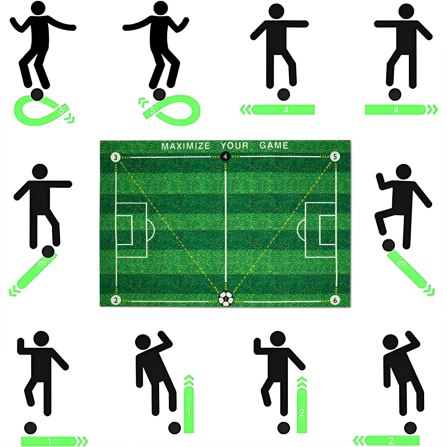 Tapis D’entraînement Foot 60x90 Cm – Antidérapant, Absorbant Les Chocs, Avec Chaussettes, Pour Contrôle Du Ballon Et Exercices En L