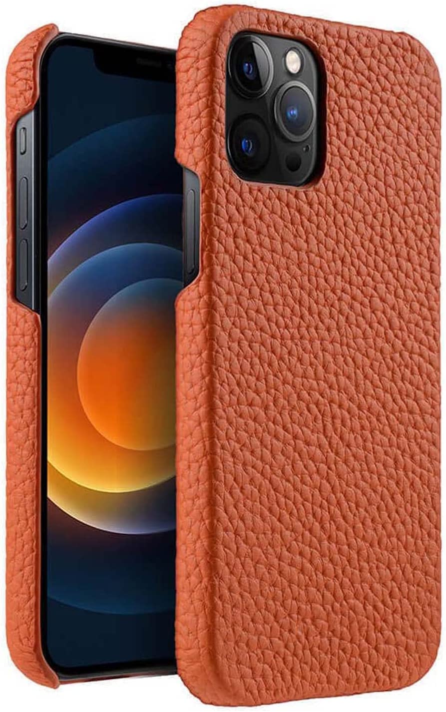Coque iPhone 14 Pro antichoc et anti-rayures en cuir orange - 8