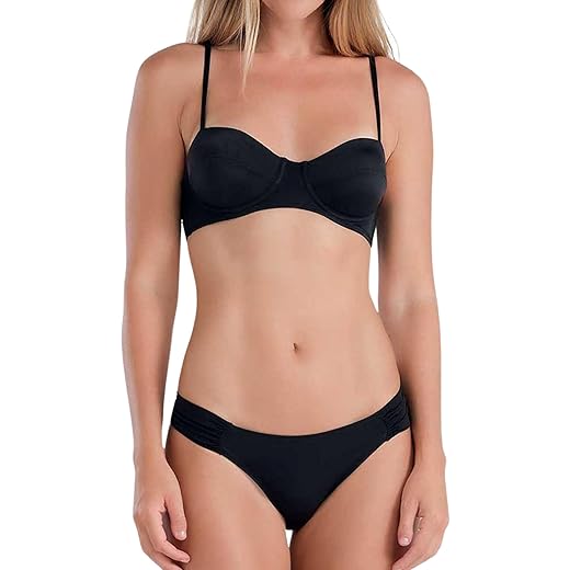 Conjunto Biquini Top Meia Taça com Aro e Calcinha Franzida com Proteção UV 50+ e Aloe Vera She