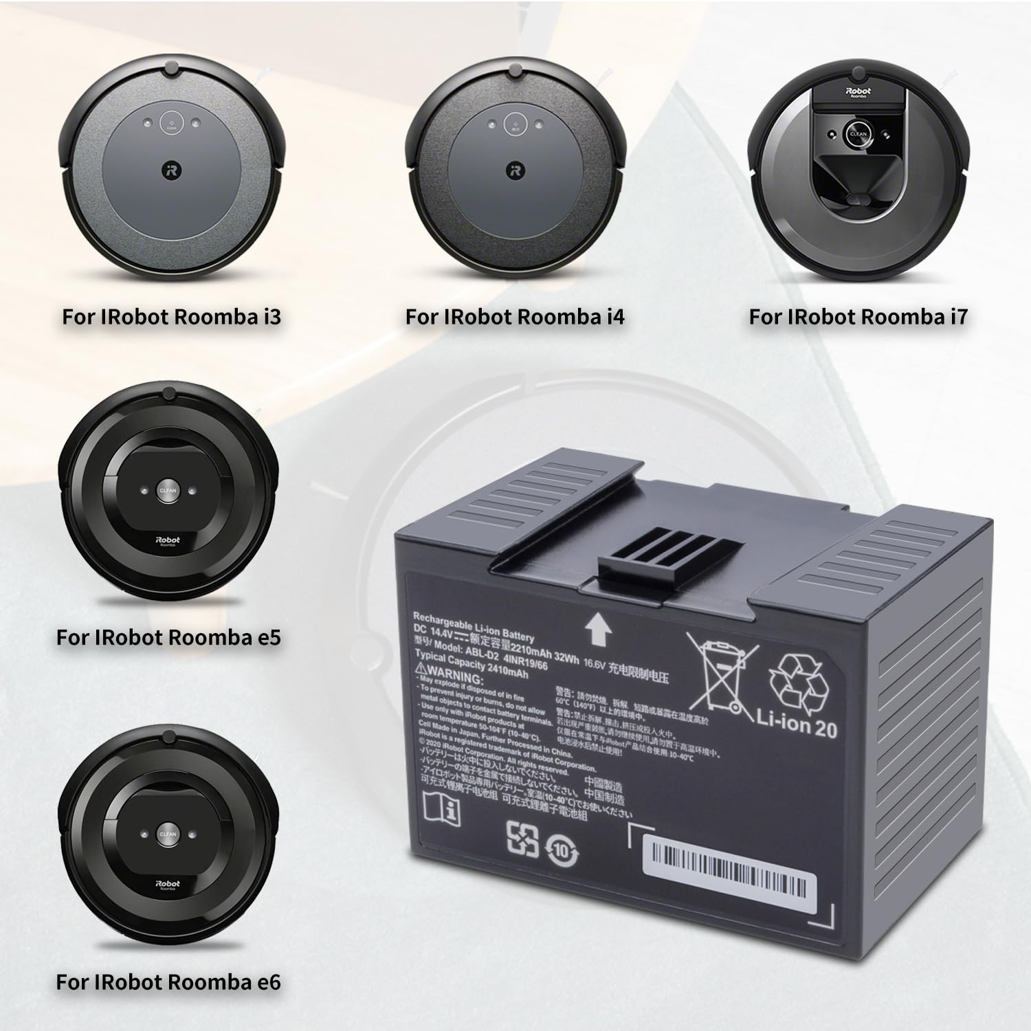 Amazon.com: ABL-D2A ABL-D2 Battery for iRobot Roomba j7 i4 j8+, j7