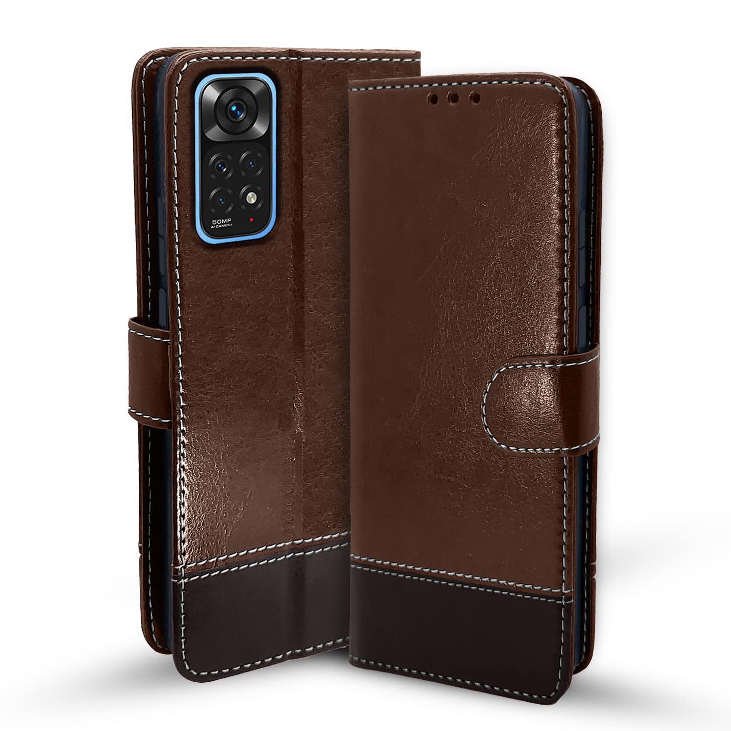 Pikkme Mi Redmi Note 11 Pro/Note 11 Pro Plus 5G Flip Cover | Dual-Tone PU Leather Finish | Wallet Style & Stand | Magnetic Flip Case (Brown & Coffee) (B0B9QQ77D8) Amazon Price History, Amazon Price Tracker