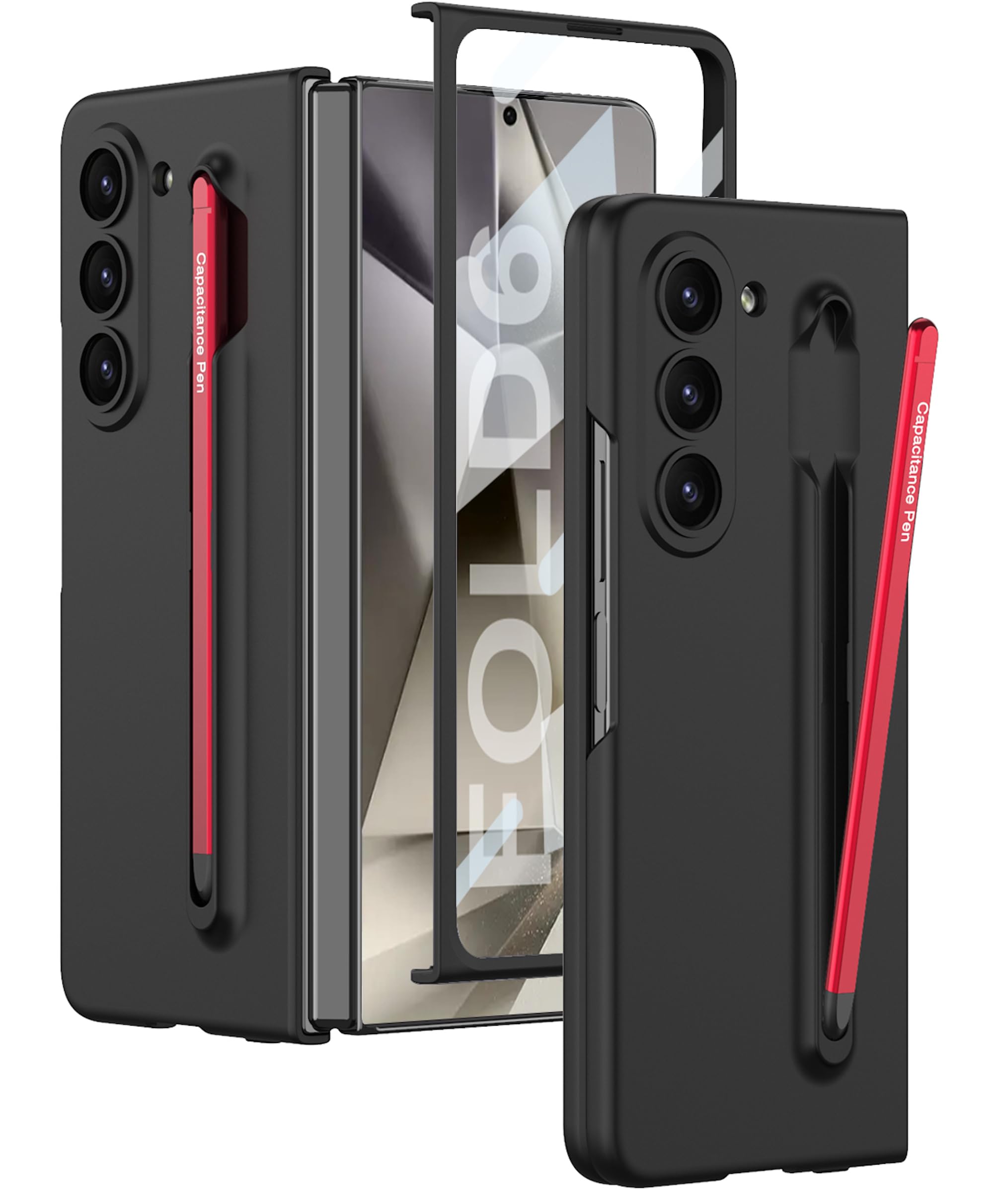 BOUNCEBACK Ultra Slim Cover with Front Glass Protector & Pen (Free) for Samsung Galaxy Z Fold6 / Galaxy Fold 6 Case Cover - (Black Red | Polycarbonate) (B0DBZY2W12) Amazon Price History, Amazon Price Tracker