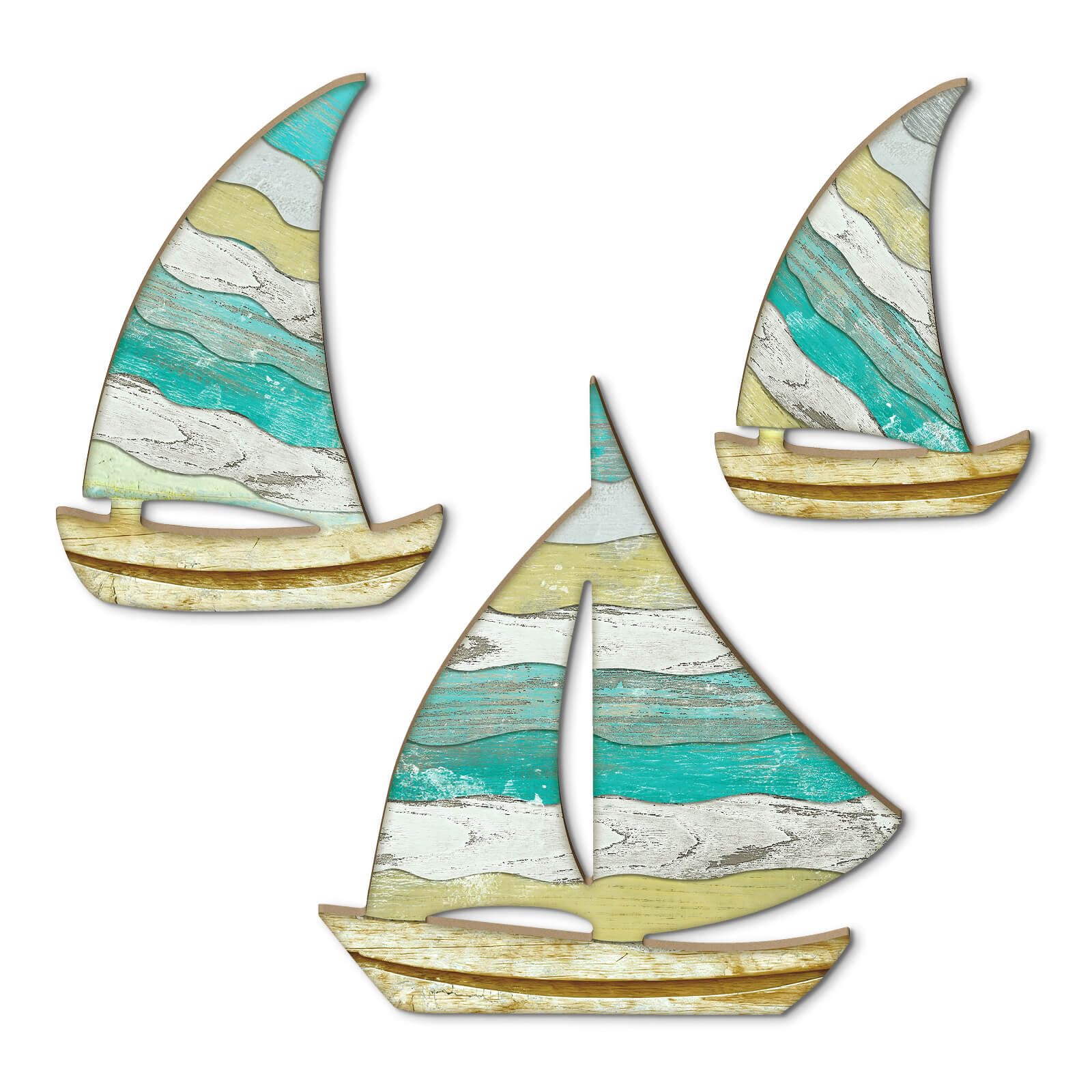 Putuo Decor Nautical Sailboat Wall Art Set of 3 Coastal Wall Decor with Blue, White and Natural Wood Tones, Beach House Wall Decor for Japandi, Bedroom, Bathroom-image-41