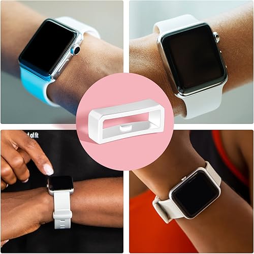 Miniatura 6 de 6pcs 0.787 in Watch Strap Holder Loop Silicone Watch Band Wristband Keeper Retainer Reemplazo Reloj Sujetador Anillos para Smartwatch (blanco)