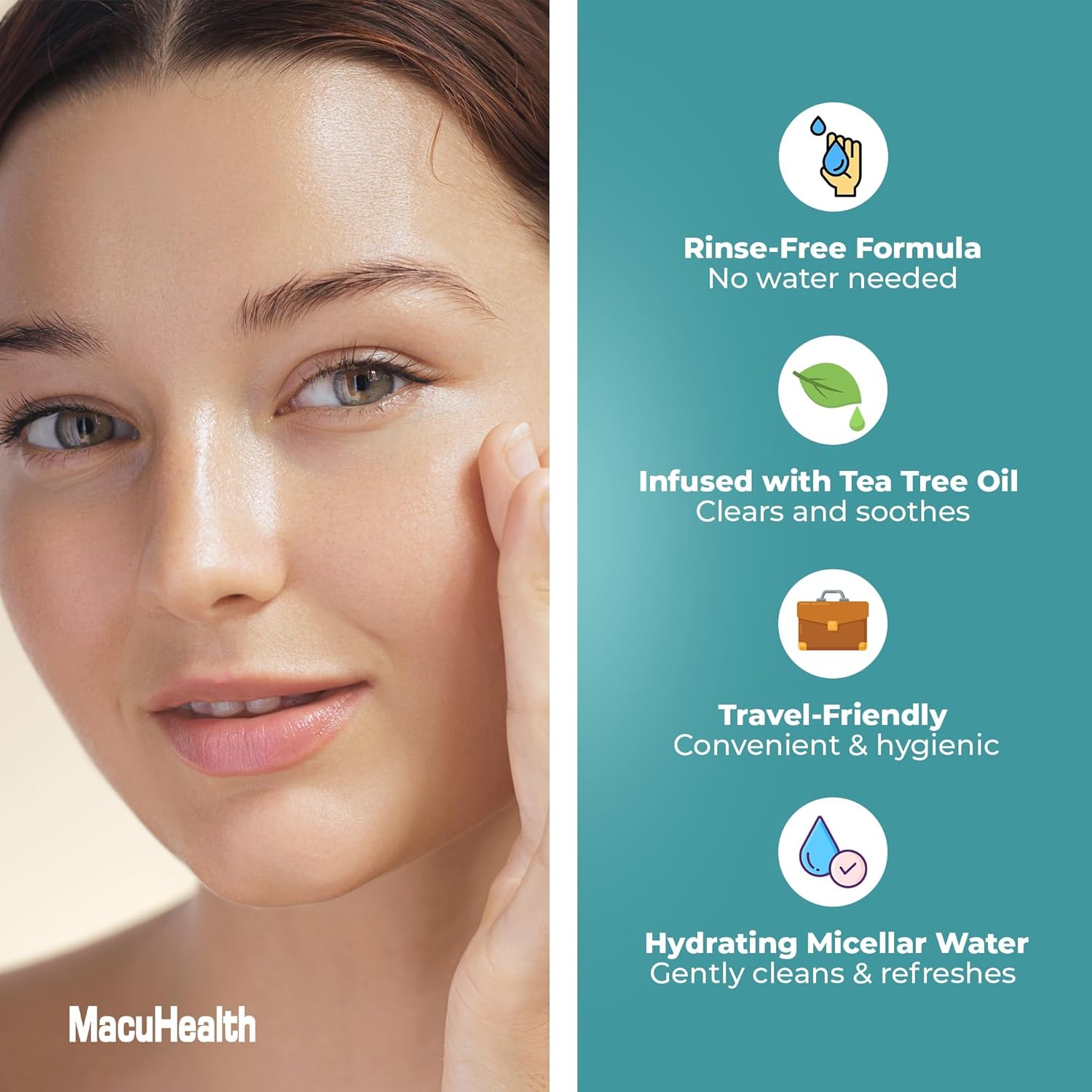 MacuHealth MacuWipes Sensitive - Pre-Moistened Eyelid Wipes for Dry, Sore & Gritty Eyes, Alcohol-Free, Rinse-Free Formula with Tea Tree Oil & Micellar Water, Individually Wrapped - 20 Count - Image 5