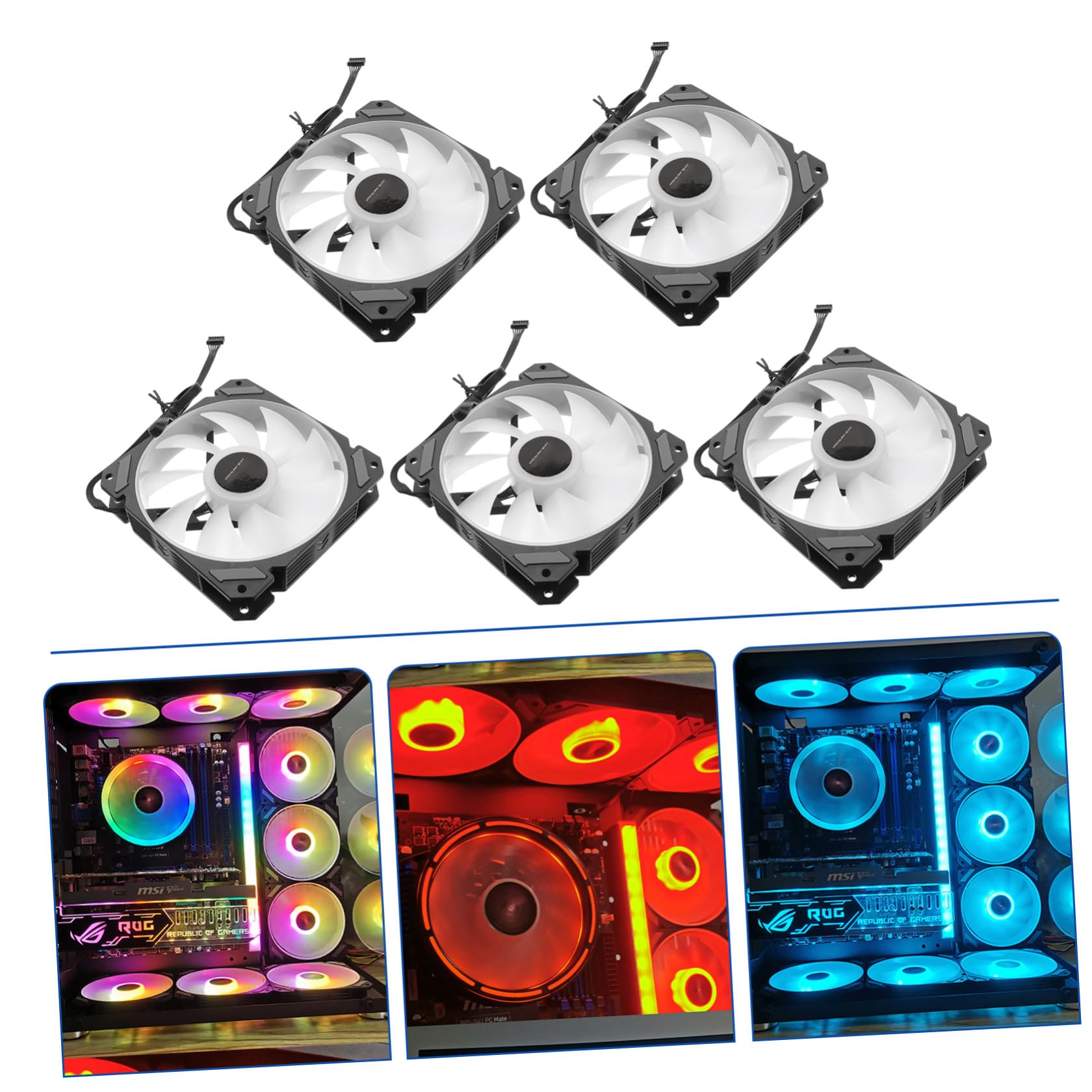 VICASKY Ventilador de Refrigeración LED Rgb de 12cm para Sistema de Refrigeración de PC con Controlador Estándar y Luces Rgb, Adecuado para Gaming y Decoracion Verano